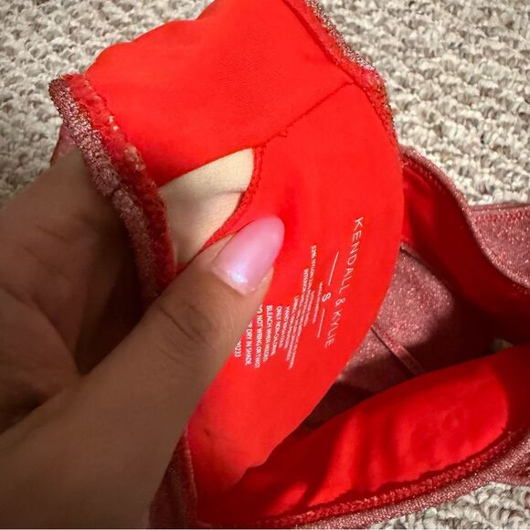 Kendall & Kylie Red Shimmer Bandeau Bikini- Size Small - Picture 9 of 10